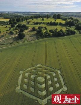 英国威尔特郡UFO之都惊现三维麦田怪圈